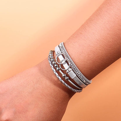 FANCY SHINY Boho Wrap Bracelets Leather Cuff Bangle Gold Beaded Bracelets for Women Stackable Infinity Bracelets Jewelry with Clasp Apparel & Accessories > Jewelry > Bracelets FANCY SHINY   