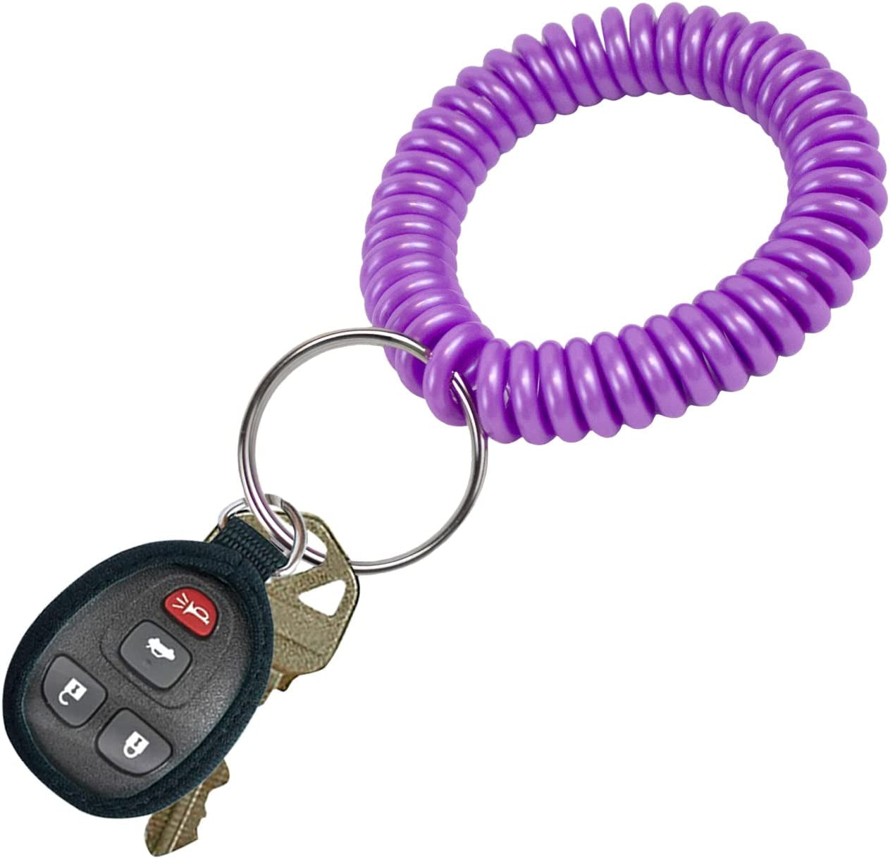 Lucky Line 2” Diameter Spiral Wrist Coil with Steel Key Ring, Flexible Wrist Band Key Chain Bracelet, Stretches to 12”, Purple 1 PK (410651) Apparel & Accessories > Jewelry > Bracelets Lucky Line   