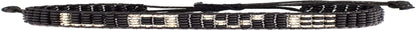 Ubuntu Life Love Beaded Woven Bracelet – Handmade Glass Bead Bracelet with Slide Closure, Made from Vegan Materials, Stackable Bohemian Bracelets for Women and Men Apparel & Accessories > Jewelry > Bracelets Ubuntu Life Black / Silver  