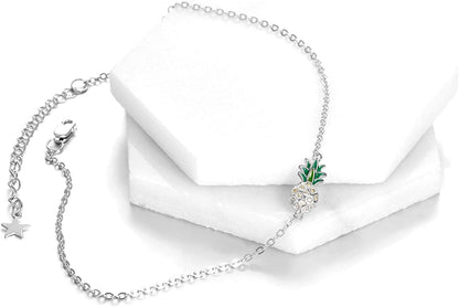 Pineapple/Mushroom/Star/Mountain Anklets Sterling Silver Adjustable Chain Link Ankle Bracelets Beach Anklet Jewelry for Women Teens Apparel & Accessories > Jewelry > Anklets LUHE   