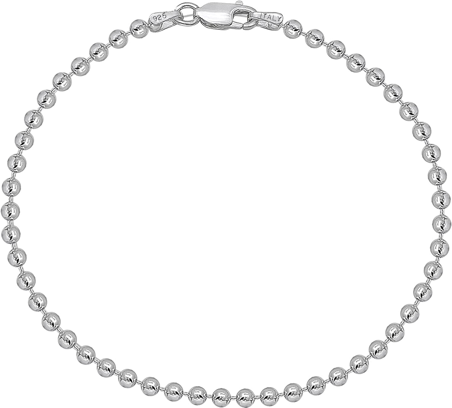 Savlano 925 Sterling Silver Solid Italian Figaro, Rope,Herringbone, Curb, Ball Bead, Snake, Mariner Chain Anklet for Women & Girls, Comes in 0.8Mm - 5Mm Gift Box Apparel & Accessories > Jewelry > Anklets Savlano Ball Bead 2.3mm 10.0 Inches 