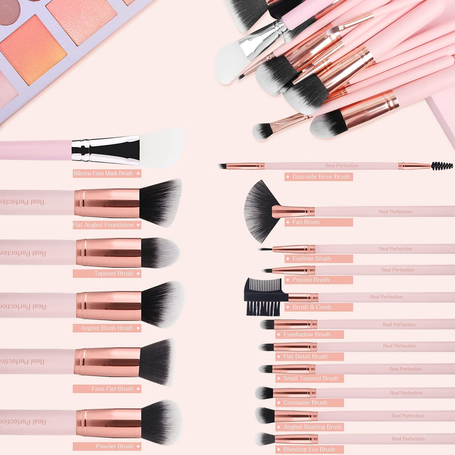 Real Perfection Makeup Brushes 16Pcs Makeup Brushes Set with 1 Silicone Face Mask Brush Premium Synthetic Foundation Brushes Blending Face Powder Eye Shadow Concealer Make up Brushes Tool Kit Health & Beauty > Personal Care > Cosmetics > Cosmetic Tools > Makeup Tools Real Perfection   
