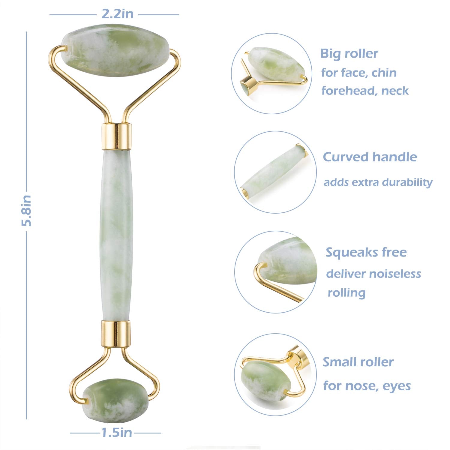Jade Roller for Face - Jade Facial Roller, Face Roller Skin Care Tool - under Eye Roller, Face Massager for Women to Remove Wrinkles Puffiness Health & Beauty > Personal Care > Cosmetics > Cosmetic Tools > Skin Care Tools LeiCare   