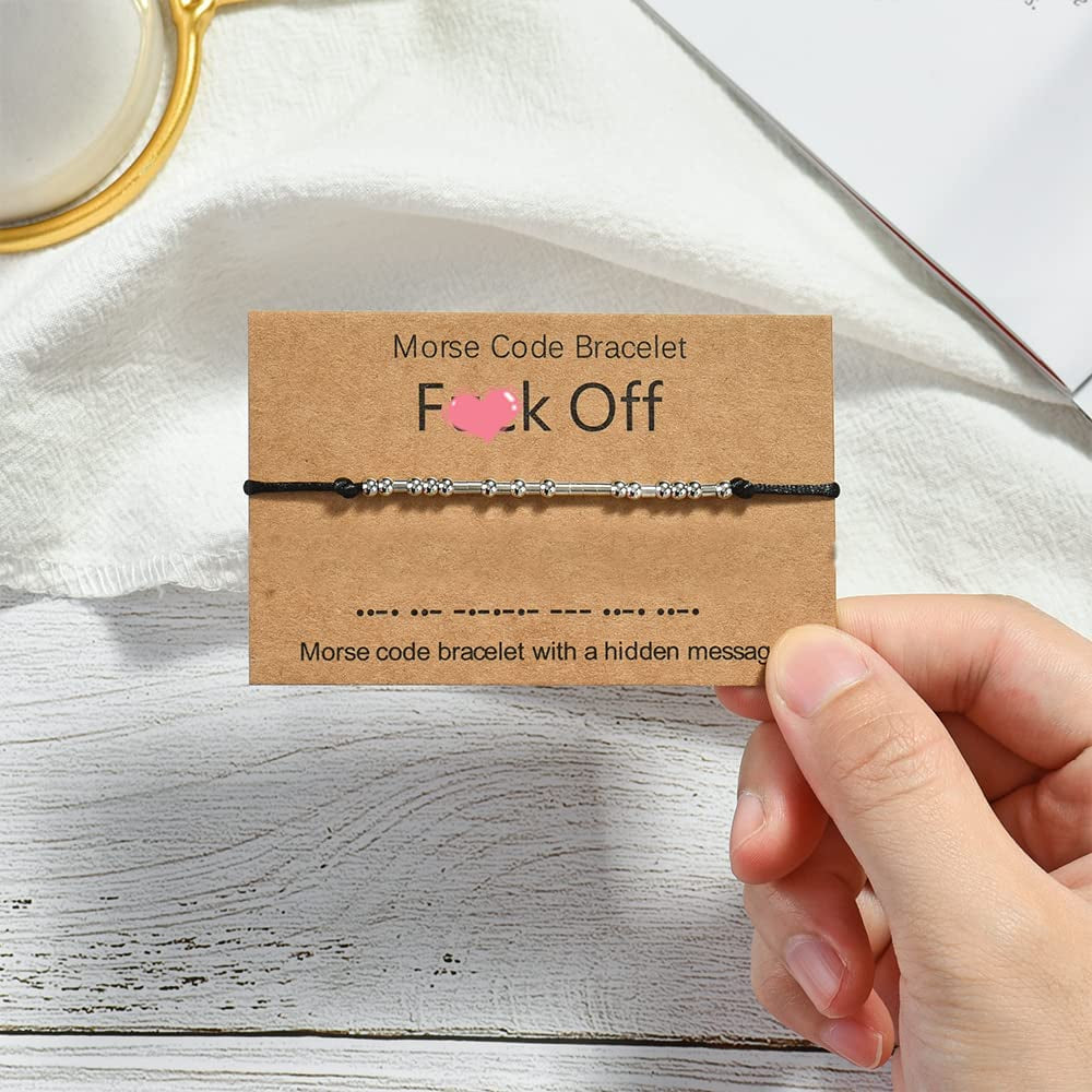 Tarsus Fuck off Morse Code Bracelets Dainty Jewelry Gifts for Women Men Best Friend Apparel & Accessories > Jewelry > Bracelets R&H Jewelry   