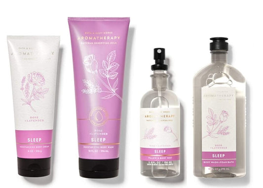 Bath and Body Works Aromatherapy NEW ROSE LAVENDER Deluxe Gift Set - Body Wash Foam Bath - Pillow and Body Mist - Moisturizing Body Wash & Body Cream - Full Size Health & Beauty > Personal Care > Cosmetics > Bath & Body Bath & Body Works   