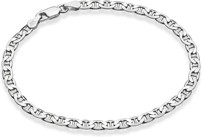 Miabella 925 Sterling Silver Italian 3Mm, 4Mm Solid Diamond-Cut Mariner Link Chain Anklet Ankle Bracelet for Women, Made in Italy Apparel & Accessories > Jewelry > Anklets Miabella Width 4mm Length 9 Inches (Small) 