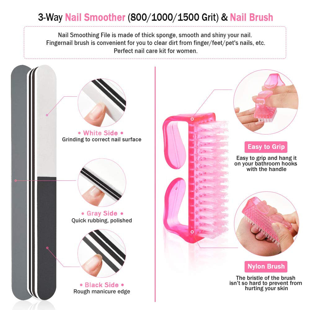 Nail Files and Buffers Kit, 100/180 Grit Emery Boards for Nails, Cube Nail Buffer Block for Acrylic Nails, Professional Manicure Tools with Glass Nail File/Smoother Buffer Block/Cleaner Brush (15Pcs) Health & Beauty > Personal Care > Cosmetics > Cosmetic Tools > Nail Tools Spaidoon   