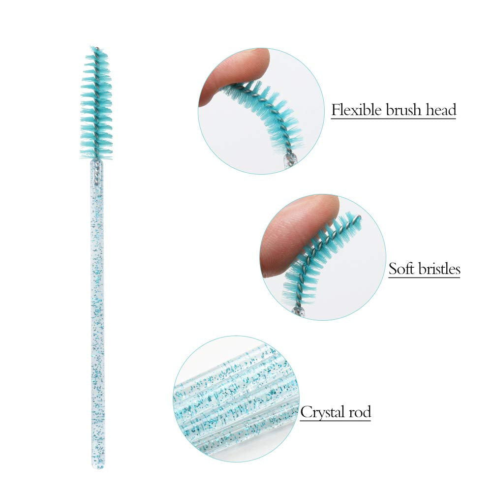 Myaokue-Up 300 Pack Disposable Mascara Wands Crystal Gold Handle Brush Lash Wand Eyelash Extension Tool Bulk Makeup Applicator (Crystal Blue/Deep Green-) Health & Beauty > Personal Care > Cosmetics > Cosmetic Tools > Makeup Tools myaokue-up   