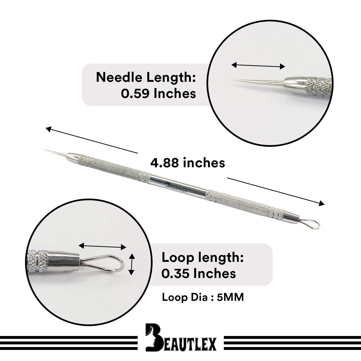Lancet for Facial Milia Remover and Whitehead Extractor. Double Ended Angled Circle Loop & Sharp Needle Pimple Popper Tool. Dermatologists Recommended Design and Comes with Synthetic Leather Storage Health & Beauty > Personal Care > Cosmetics > Cosmetic Tools > Skin Care Tools Beautlex   