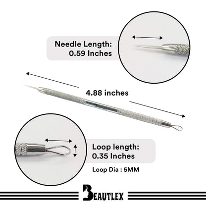Lancet for Facial Milia Remover and Whitehead Extractor. Double Ended Angled Circle Loop & Sharp Needle Pimple Popper Tool. Dermatologists Recommended Design and Comes with Synthetic Leather Storage Health & Beauty > Personal Care > Cosmetics > Cosmetic Tools > Skin Care Tools Beautlex   