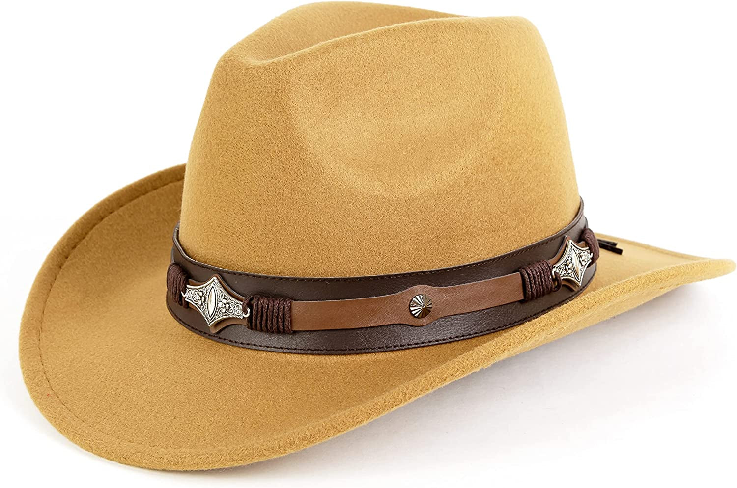Gossifan Womens Classic Western Cowgirl Cowboy Wide Brim Hats with Belt Apparel & Accessories > Clothing Accessories > Hats Gossifan Camel 7 1/8-7 1/4 