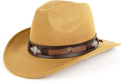 Gossifan Womens Classic Western Cowgirl Cowboy Wide Brim Hats with Belt Apparel & Accessories > Clothing Accessories > Hats Gossifan Camel 7 1/8-7 1/4 