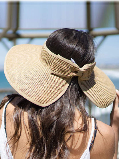 Simplicity Women'S UPF 50+ Wide Brim Roll-Up Straw Sun Hat Sun Visor Apparel & Accessories > Clothing Accessories > Hats Simplicity   