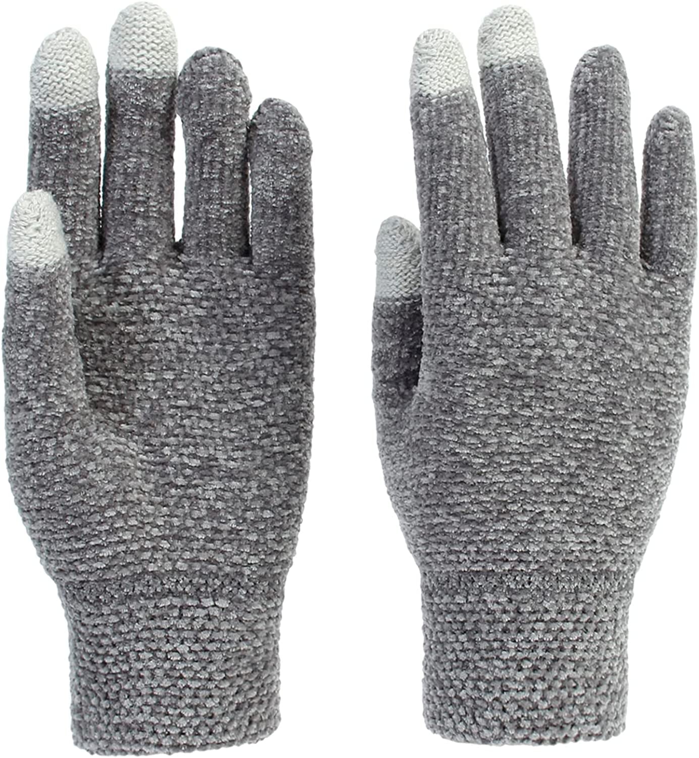 Women Winter Warm Touch Screen Gloves Knitted Soft Elastic Thick Gloves for Clod Weather Apparel & Accessories > Clothing Accessories > Gloves & Mittens Muryobao Z-grey  