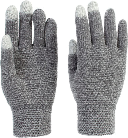 Women Winter Warm Touch Screen Gloves Knitted Soft Elastic Thick Gloves for Clod Weather Apparel & Accessories > Clothing Accessories > Gloves & Mittens Muryobao Z-grey  