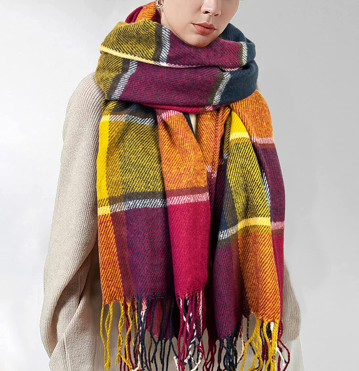 Loritta Womens Scarf Fashion Long Plaid Shawls Wraps Big Grid Winter Warm Lattice Large Scarves Gifts Apparel & Accessories > Clothing Accessories > Scarves & Shawls Loritta   