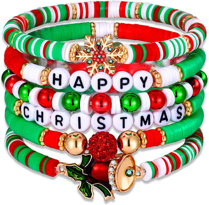 Surfer Heishi Bracelets for Women Stackable Rainbow Vinyl Disc Clay Beaded Stretch Bracelets Elastic Layering Friendship Bracelets Boho Summer Beach Jewelry Apparel & Accessories > Jewelry > Bracelets XOCARTIGE Christmas 1  