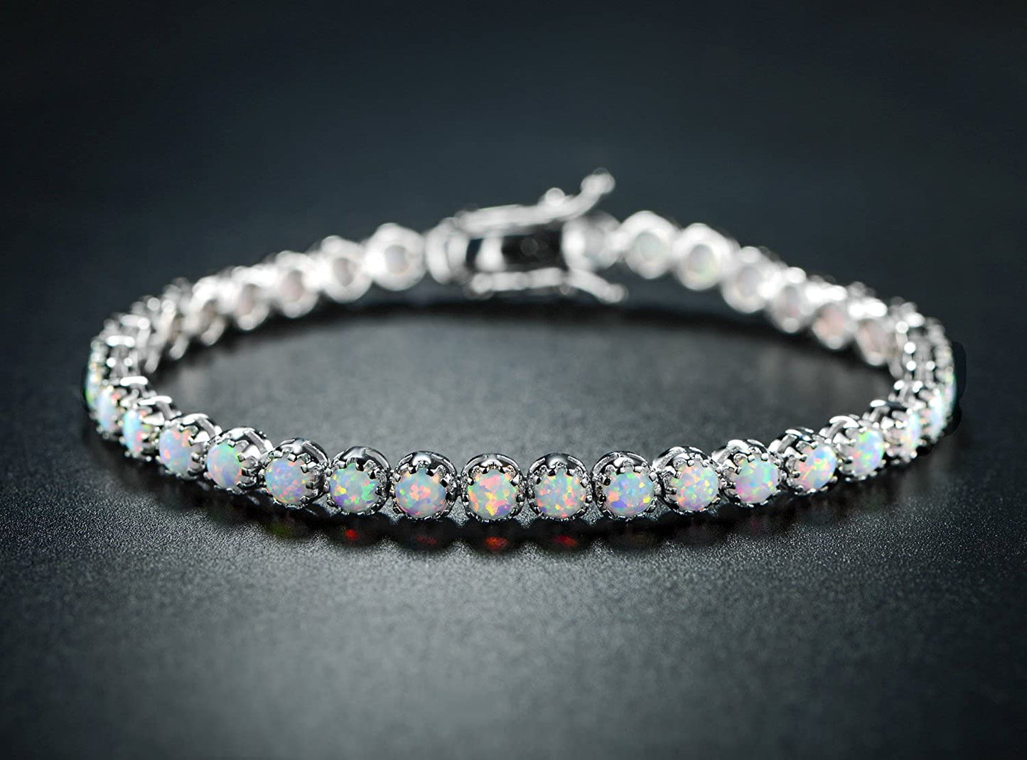 Barzel 18K Gold Plated Crown Created Opal Bracelet Tennis Apparel & Accessories > Jewelry > Bracelets Barzel   