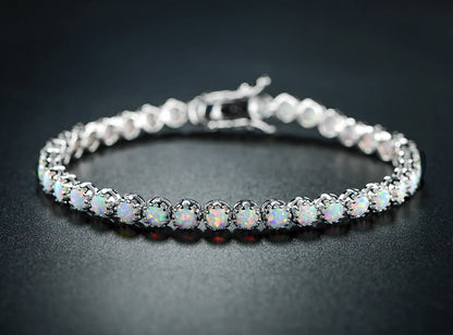 Barzel 18K Gold Plated Crown Created Opal Bracelet Tennis Apparel & Accessories > Jewelry > Bracelets Barzel   