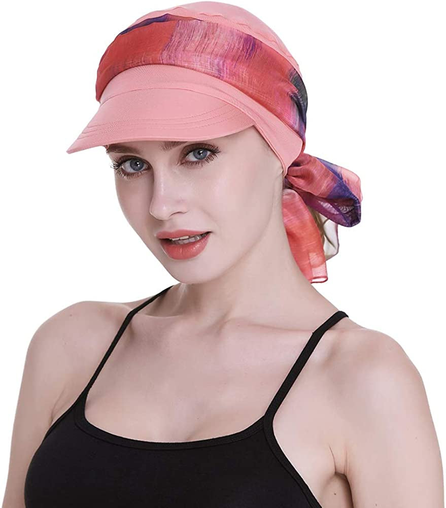 Newsboy Cap for Women Chemo Headwear with Scarfs Gifts Hair Loss Available All Year Apparel & Accessories > Clothing Accessories > Bandanas & Headties FocusCare Coral  