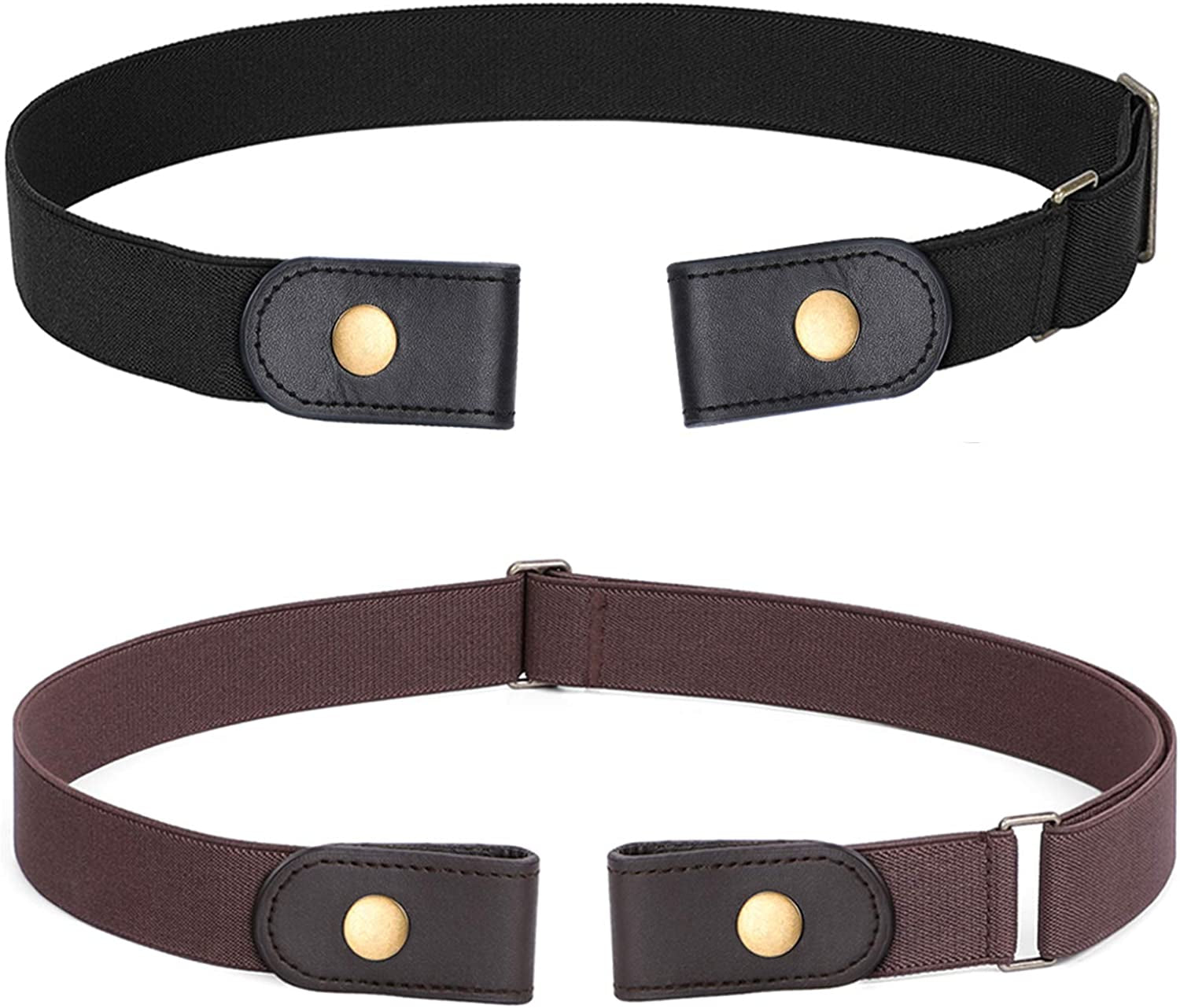 No Buckle Stretch Belt for Women Men Elastic Waist Belt up to 72 Inch for Jeans Pants Apparel & Accessories > Clothing Accessories > Belts WERFORU Black+coffee-1 Pants Size 31"-50" 