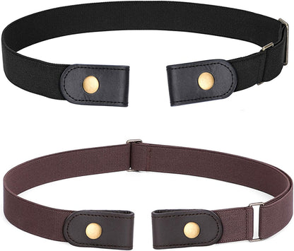 No Buckle Stretch Belt for Women Men Elastic Waist Belt up to 72 Inch for Jeans Pants Apparel & Accessories > Clothing Accessories > Belts WERFORU Black+coffee-1 Pants Size 31"-50" 