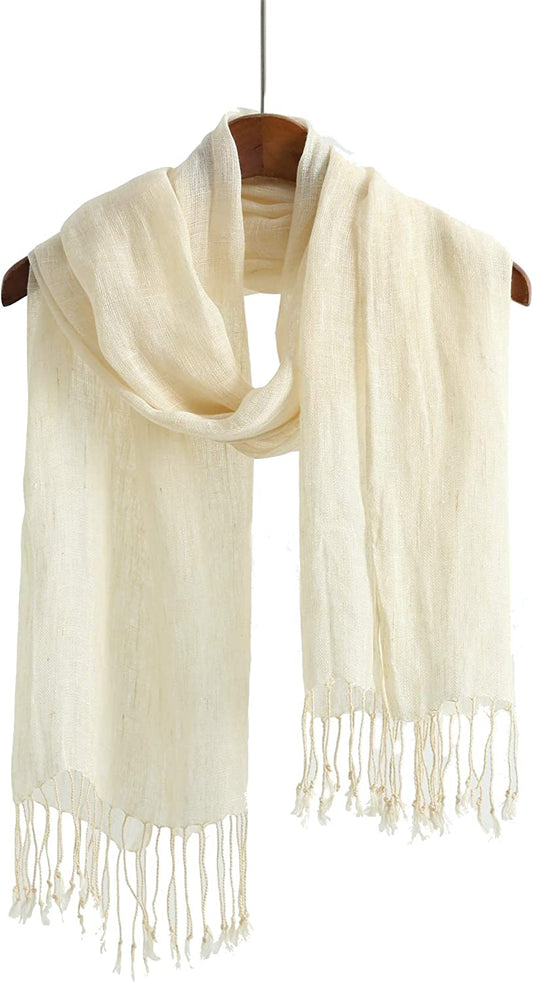 Jeelow Lightweight Summer Scarf Light Shawl Wrap Linen Feel Scarves for Men and Women Apparel & Accessories > Clothing Accessories > Scarves & Shawls Jeelow Beige  