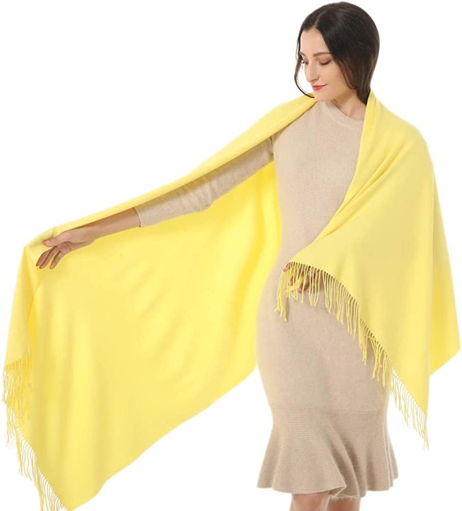 Women Shawl Wrap Scarf Pashmina Gifts Idea Wedding Christmas Birthday Large Soft Stole Apparel & Accessories > Clothing Accessories > Scarves & Shawls Gomust Yellow  