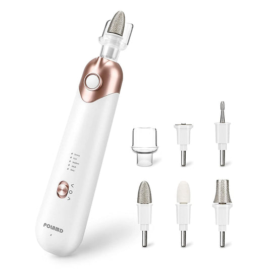 Professional Manicure Pedicure Kit, Electric Nail File Set, Cordless Electric Nail Drill Machine, 5 Speeds Hand Foot Care Tool for Nail Grind Trim Polish Health & Beauty > Personal Care > Foot Care POLAMD White  