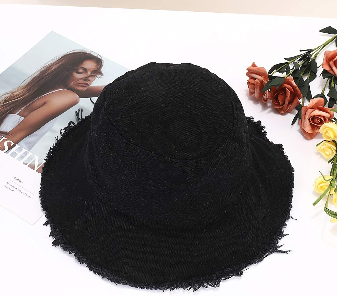 Boderier Sun Hats for Women Summer Casual Wide Brim Cotton Bucket Hat Beach Vacation Travel Accessories Apparel & Accessories > Clothing Accessories > Hats boderier   