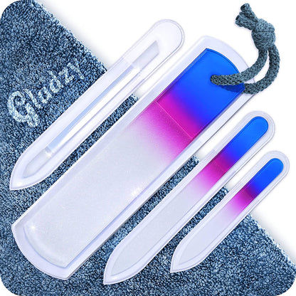 Genuine Czech Glass Nail File Set - Two-Sided Different Grit Surface, Callus Remover Foot Rasp, Precision Filing Cuticle Pusher, Manicure & Pedicure, Professional Nail Care, EU Quality (Green Aqua) Health & Beauty > Personal Care > Foot Care Gladzy All-in-one Set - Aqua Magenta  