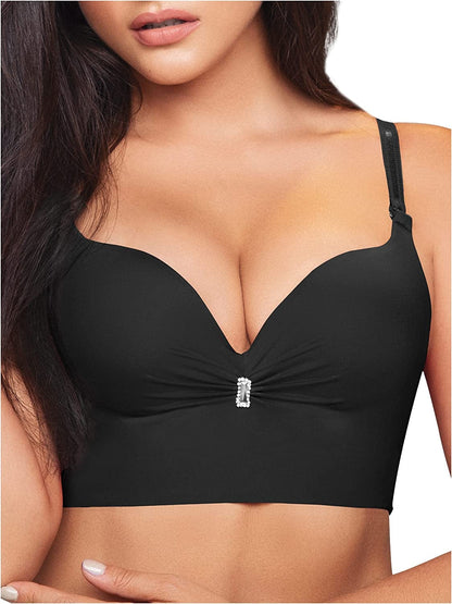 C593 Faja Brasier Colombiano Wireless Push up Full Back Coverage Bras for Women Sin Varillas Para Mujer Black C593 / 32B