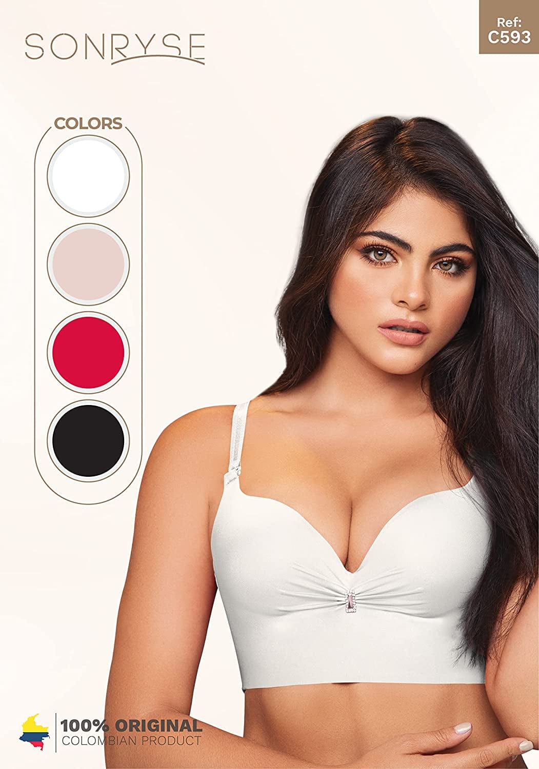 C593 Faja Brasier Colombiano Wireless Push up Full Back Coverage Bras for Women Sin Varillas Para Mujer