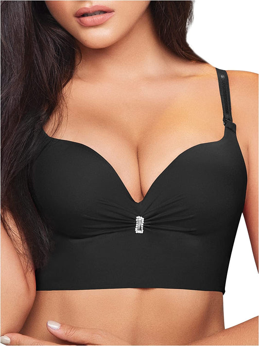 C593 Faja Brasier Colombiano Wireless Push up Full Back Coverage Bras for Women Sin Varillas Para Mujer Black C593 / 38B