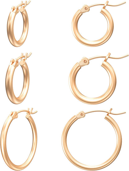 Gacimy Gold Hoop Earrings for Women 14K Real Gold Plated Hoops with 925 Sterling Silver Post Apparel & Accessories > Jewelry > Earrings Gacimy Rose Gold 14-16-20mm  