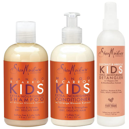 Shea Moisture Kids Hair Care Combination Pack – Includes Mango & Carrot 8Oz KIDS Extra-Nourishing Shampoo, 8Oz KIDS Extra-Nourishing Conditioner, and 8Oz Coconut & Hibiscus KIDS Detangler Health & Beauty > Personal Care > Hair Care SheaMoisture   