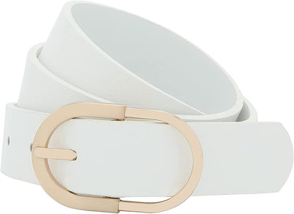 Tanpie Womens Leather Waist Belts for Jeans Pants with Gold Buckle Apparel & Accessories > Clothing Accessories > Belts Tanpie White X-Small: fits waist from 23"-25" 