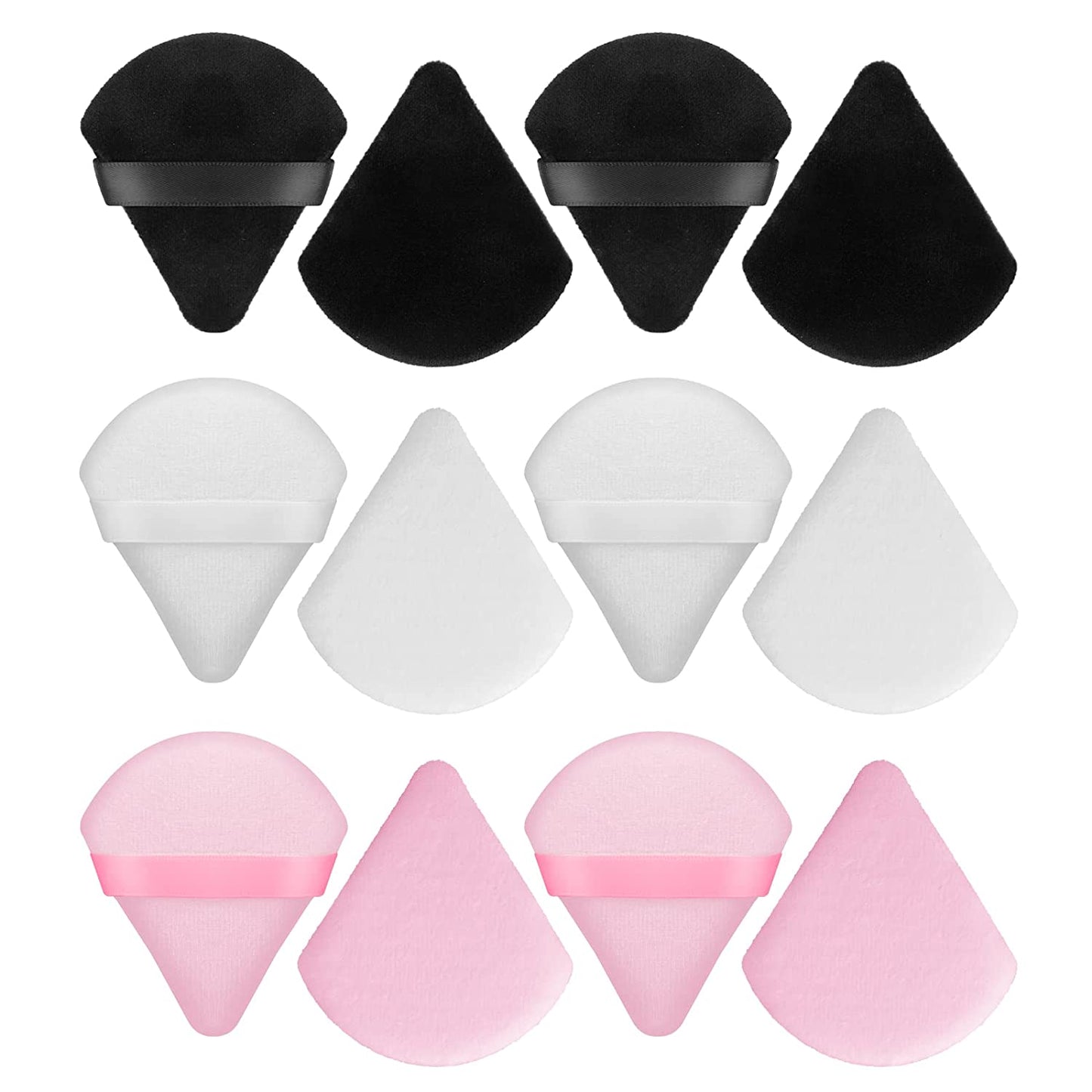 Sibba 12Pcs Powder Puff Triangle Shape Face Makeup Puff for Loose Powder Foundation Soft Cosmetic Sponge Wet and Dry Powder Puff Pads Large Body Cotton Powder Cushion Puffs (Black) Health & Beauty > Personal Care > Cosmetics > Cosmetic Tools > Makeup Tools Sibba Black/white/pink  