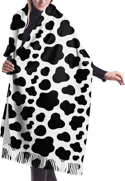 Women'S Fashion Scarves, Women'S Comfortable Long Shawl Winter Thick Warm Large Scarf Apparel & Accessories > Clothing Accessories > Scarves & Shawls Zhung Ree Cow Spots Print  