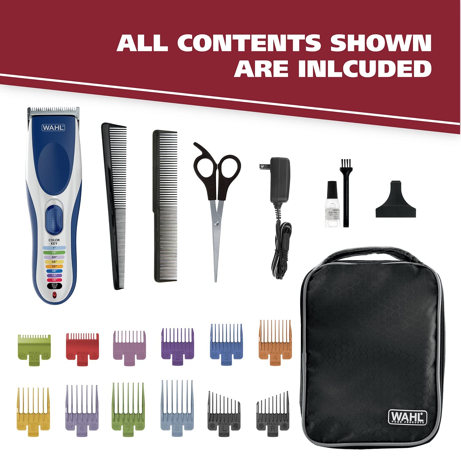Wahl Color Pro Cordless Rechargeable Hair Clipper & Trimmer – Easy Color-Coded Guide Combs - for Men, Women, & Children – Model 9649P Health & Beauty > Personal Care > Hair Care Wahl Clipper   