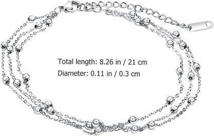 Generic Foot Chain Bead Multilayers Titanium Steel Ankle Bracelet for Women Cute Summer Adjustable Anklets Beach Jewelry Gifts Apparel & Accessories > Jewelry > Anklets generic   