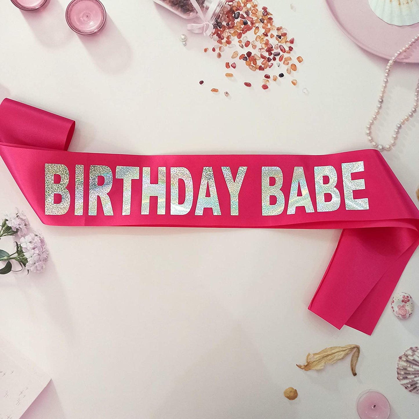 Birthday Babe Sash, Birthday Sash for Girls, Birthday Gifts for Women, Pink and Silver Birthday Party Decorations and Supplies Apparel & Accessories > Clothing Accessories > Sashes Magnusson's Garden   