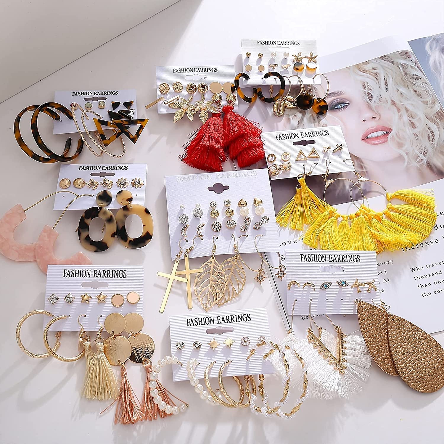 Earrings Set for Women Girls, Funtopia 61 Pairs Fashion Tassel Earrings Acrylic Hoop Stud Drop Dangle Earrings for Birthday Party Gift, Assorted Styles and Colors Apparel & Accessories > Jewelry > Earrings Funtopia   