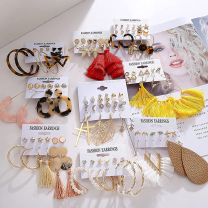 Earrings Set for Women Girls, Funtopia 61 Pairs Fashion Tassel Earrings Acrylic Hoop Stud Drop Dangle Earrings for Birthday Party Gift, Assorted Styles and Colors Apparel & Accessories > Jewelry > Earrings Funtopia   