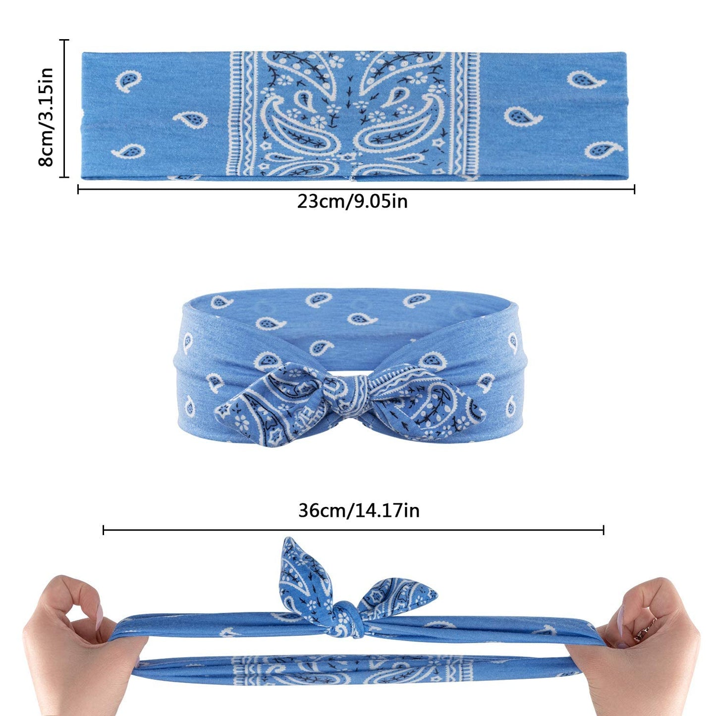 Habibee 8 Pcs Headbands for Women Boho Rabbit Ear Wide Headbands Flower Printed Hair Band with Bows Fashion and Sport Hair Accessories for Women and Girls Apparel & Accessories > Clothing Accessories > Bandanas & Headties habibee   