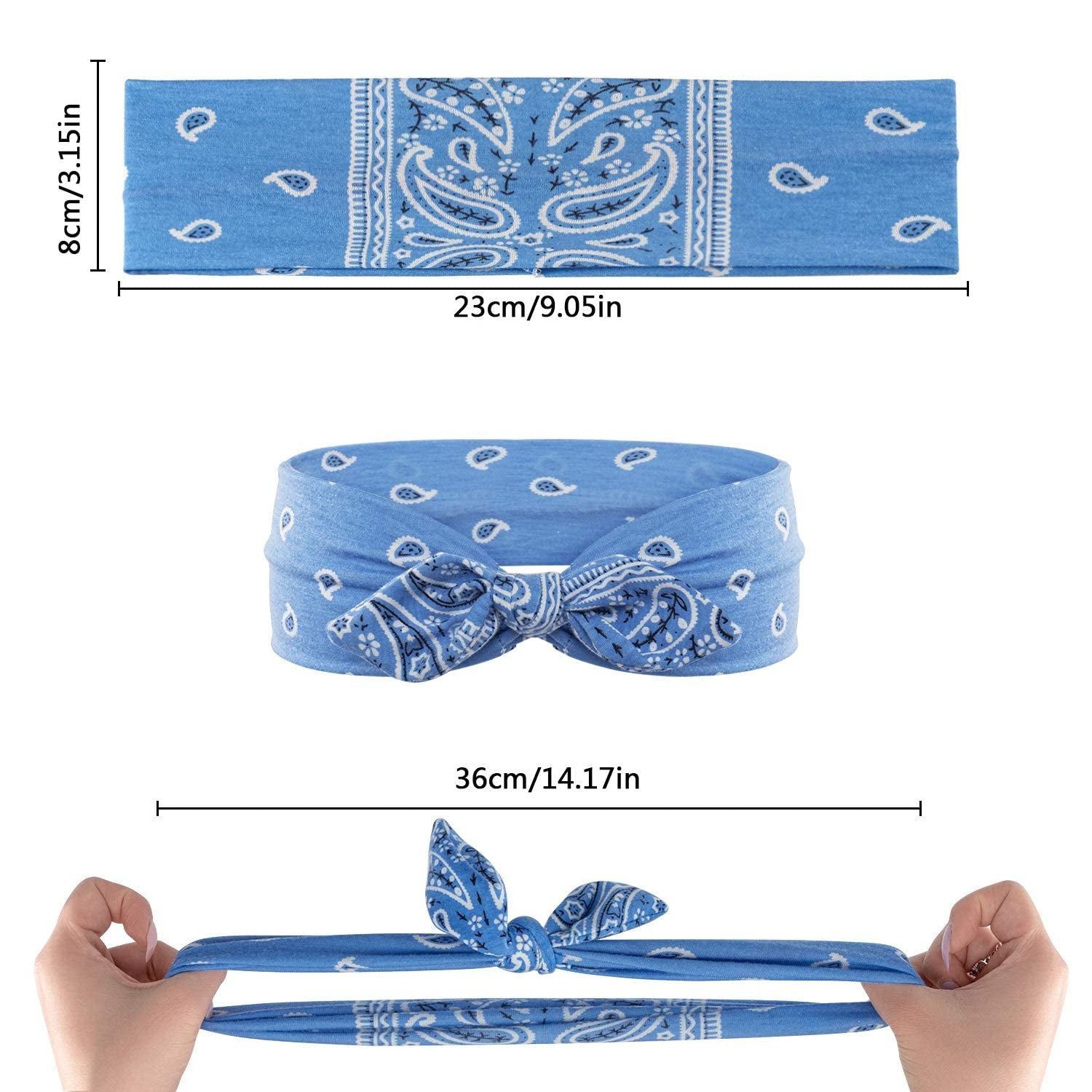 Habibee 8 Pcs Headbands for Women Boho Rabbit Ear Wide Headbands Flower Printed Hair Band with Bows Fashion and Sport Hair Accessories for Women and Girls Apparel & Accessories > Clothing Accessories > Bandanas & Headties habibee   