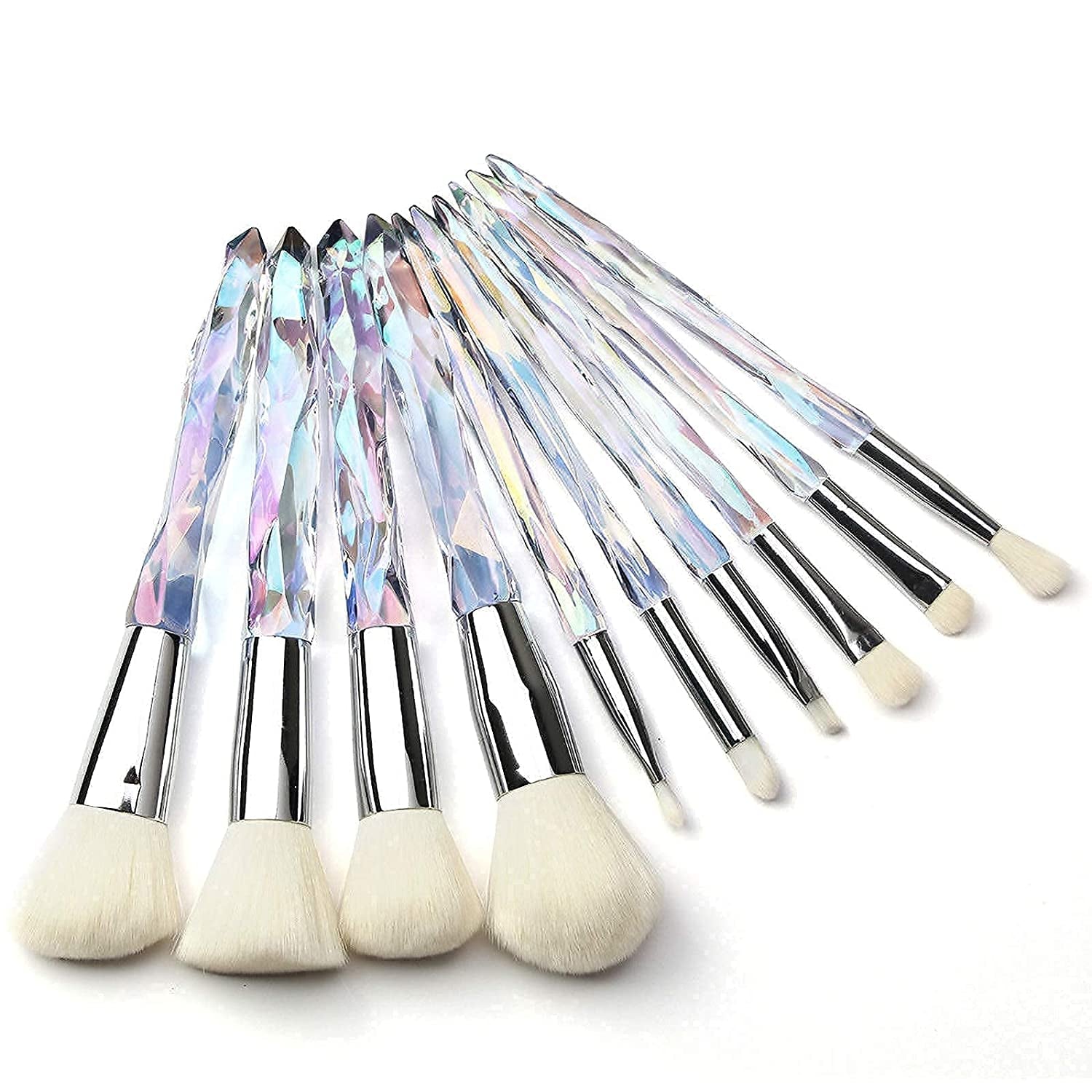 Kingtree Makeup Brush Set 10 PCS Crystal Makeup Brushes, Premium Synthetic Bristles Powder Foundation Blush Concealer Eye Shadow Eyeliner Eyebrow Brushes for Girls Ideal Beauty Tool for Women Health & Beauty > Personal Care > Cosmetics > Cosmetic Tools > Makeup Tools Kingtree B  