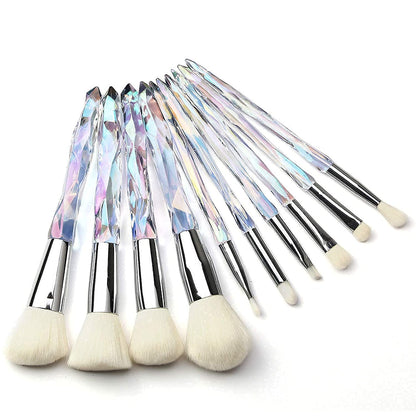Kingtree Makeup Brush Set 10 PCS Crystal Makeup Brushes, Premium Synthetic Bristles Powder Foundation Blush Concealer Eye Shadow Eyeliner Eyebrow Brushes for Girls Ideal Beauty Tool for Women Health & Beauty > Personal Care > Cosmetics > Cosmetic Tools > Makeup Tools Kingtree B  