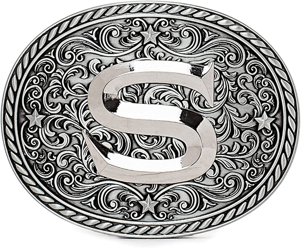 Western Cowboy/Cowgirl Initial Belt Buckle - Large, Letter Buckles for Men and Women Apparel & Accessories > Clothing Accessories > Belt Buckles Itera S  