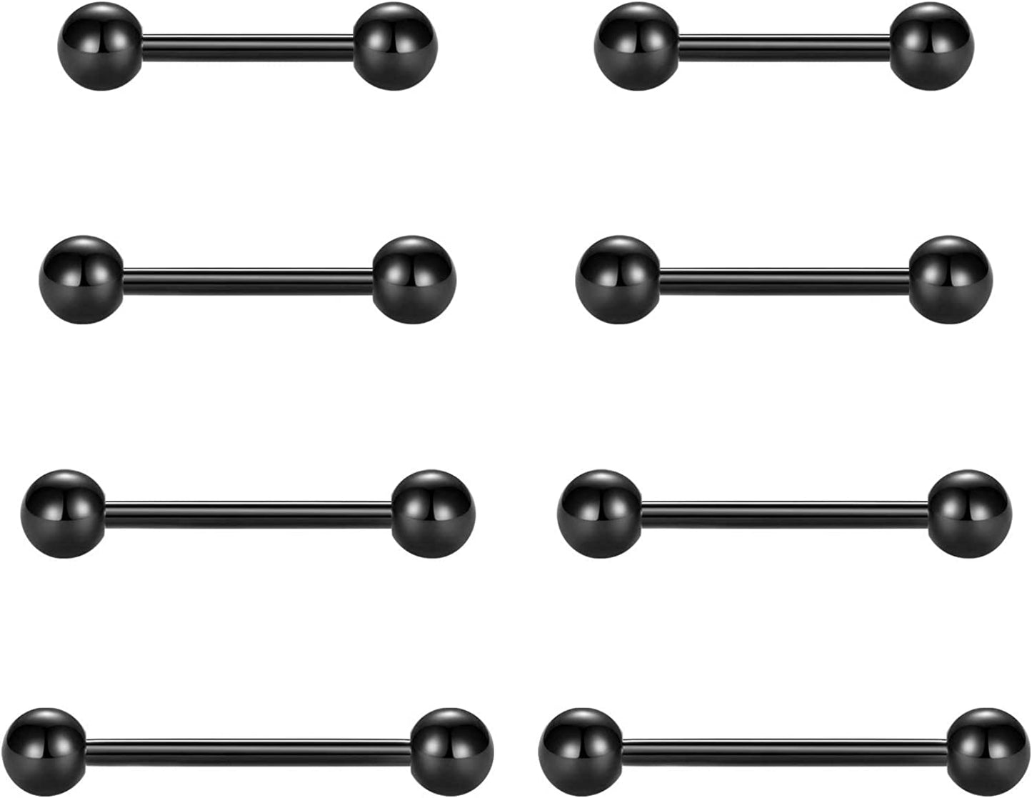 Vcmart Nipple Rings Tongue Rings Stainless Steel 14G Straight Barbells Piercing Jewelry 12Mm,14Mm,16Mm,18Mm Apparel & Accessories > Jewelry > Body Jewelry vcmart 2 -black  